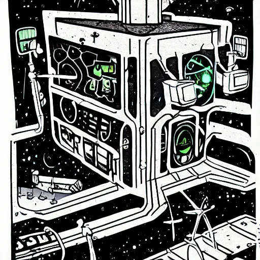 Image similar to alien science facility high detail cartoon invader zim style