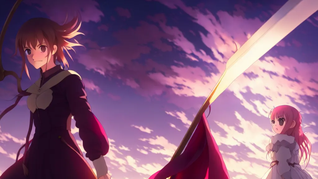 Image similar to emma watson in heavens feel movie, demon slayer, ufotable, kyoani, high quality, deviantart, under street lamp, on a street at night, fate stay night, unlimited blade works, greg rutkowski, high resolution, dynamic pose, close up, street clothes, action, anime, high angle, sakuga