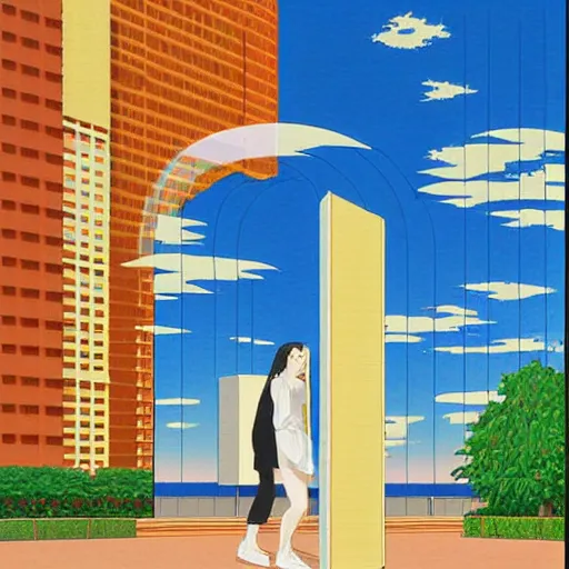 Image similar to a portal to a different dimension digital art by hiroshi nagai