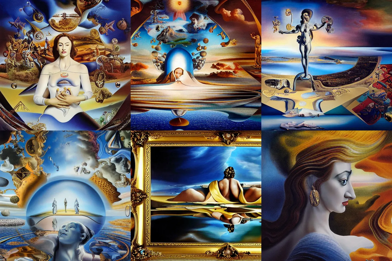 Prompt: a beautiful immaculate majestic h-res painting the multiverse by Salvador Dali high detail, award winning hyperrealistic, photorealistic, octante render, elegant, cinematic, high textures, hyper sharp, 8k, insanely detailed and intricate, graphic design, cinematic atmosphere, hypermaximalist, hyper realistic, super detailed, 4k HDR hyper realistic high quality