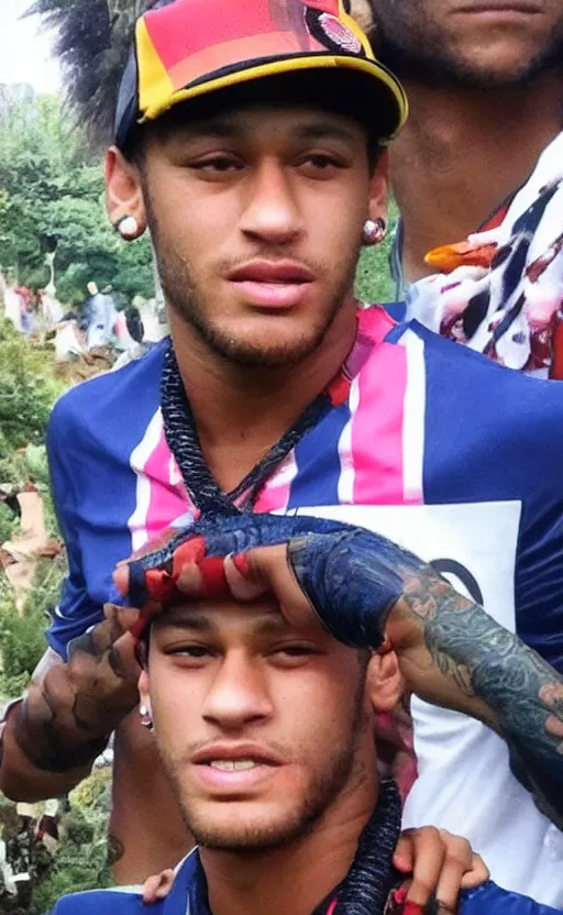 Image similar to neymar jr. with muori face tribals