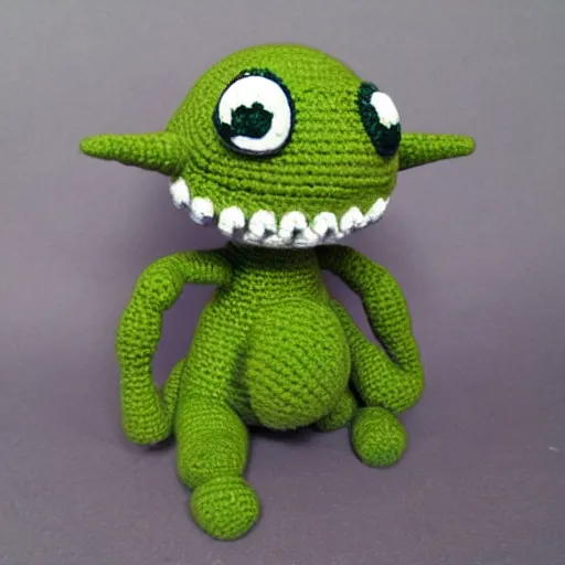 Image similar to zergling amigurumi, detailed