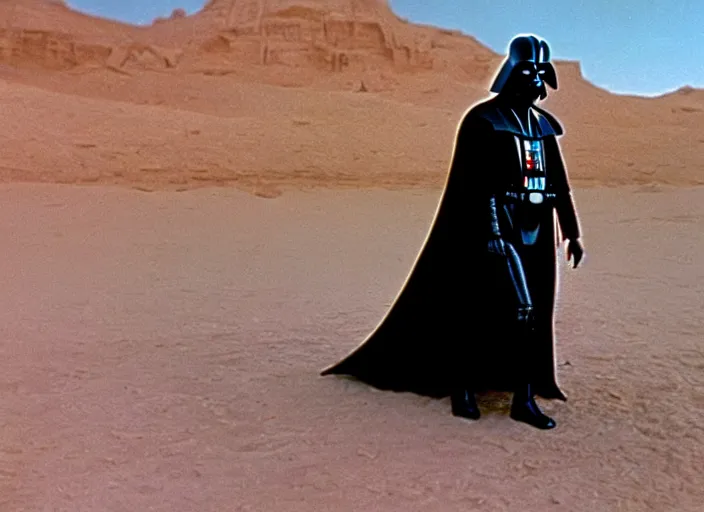 Image similar to a film still of darth vader in lawrence of arabia ( 1 9 6 2 ), technicolor