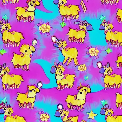 Image similar to llama in pyjamas by lisa frank