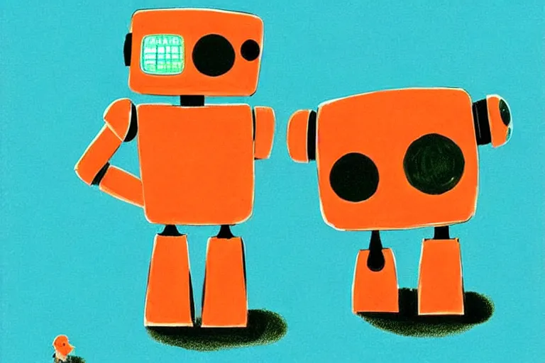 Image similar to a ( ( ( ( ( ( ( cute robot puppy cyborg ) ) ) ) ) ) ) illustration by eric carle!!!!!!!!!!!!!!!