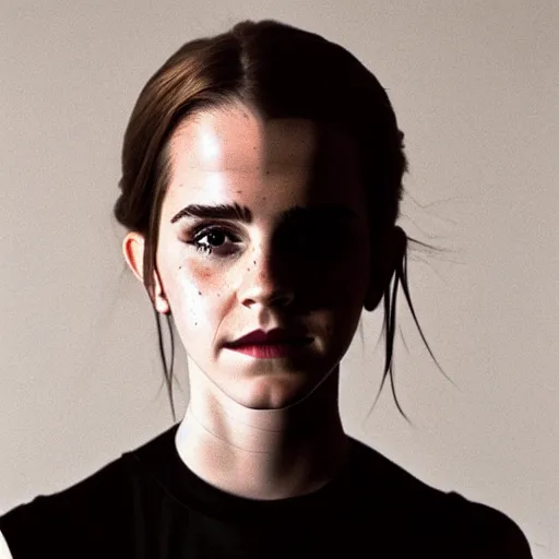 Image similar to portrait of emma watson, medium shot. by hermann nitsch and hermann nitsch