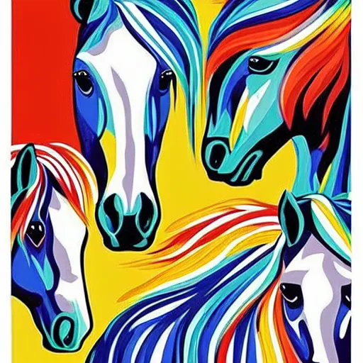 Prompt: horses color by numbers