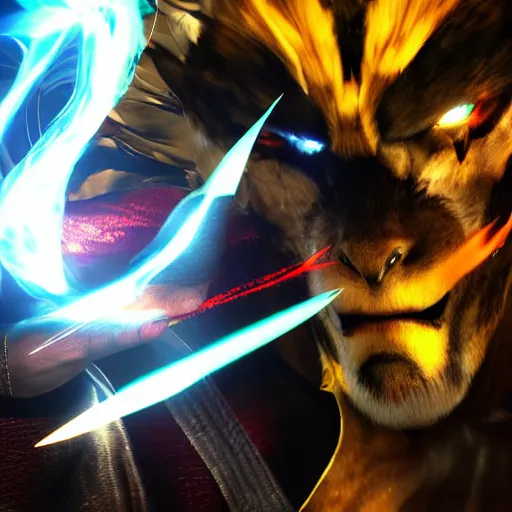 Image similar to close up of tekken light effects