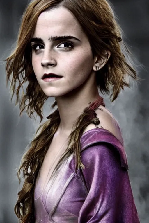 Image similar to beautiful portrait of emma watson as a fantasy dungeons and dragons sorceress wearing arcane magical robes
