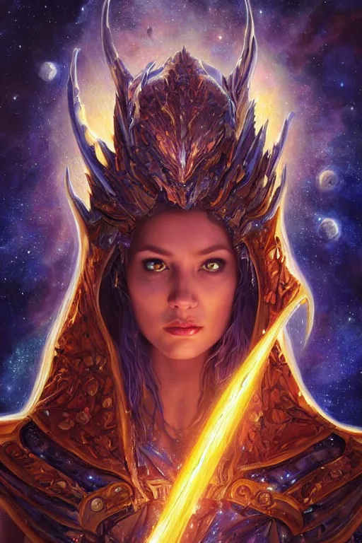 Image similar to beautiful oil painting with high detail of a wise Space ent(Crying like the end of the world has arrived) made of stars and plasma, hybrid from dungeons and dragons and art direction by James Cameron ;by artgerm; wayne reynolds art station; cinematic quality character render; low angle; ultra high quality model; production quality cinema model