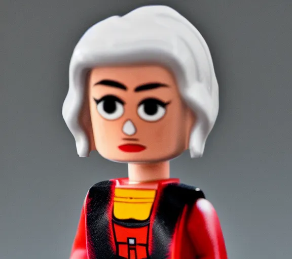 Image similar to Helen Mirren as a cartoon character in Lego Star Wars; f/1.4; 90mm