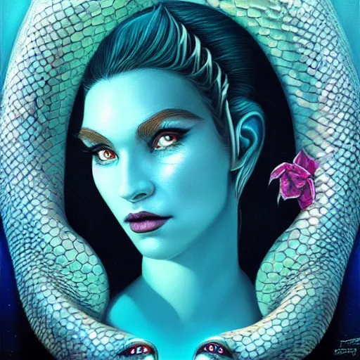 Image similar to underwater naga lovecraftian portrait, Pixar style, by Tristan Eaton Stanley Artgerm and Tom Bagshaw.