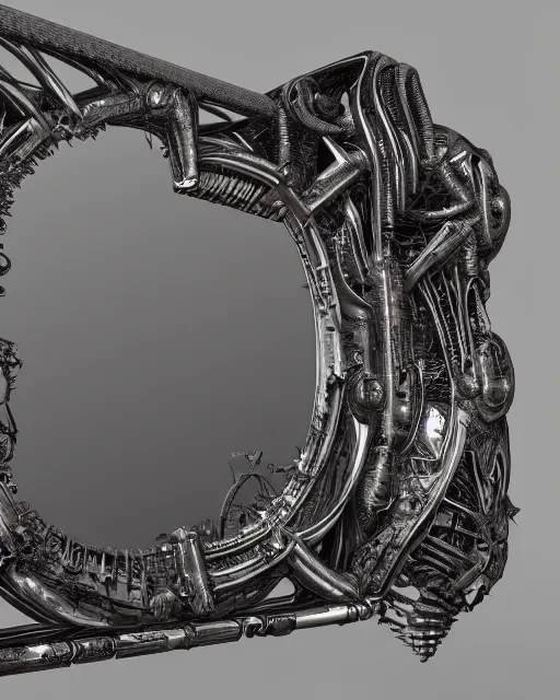 Prompt: frame mirror design by hr giger, biomechanical, 4 k, hyper detailed