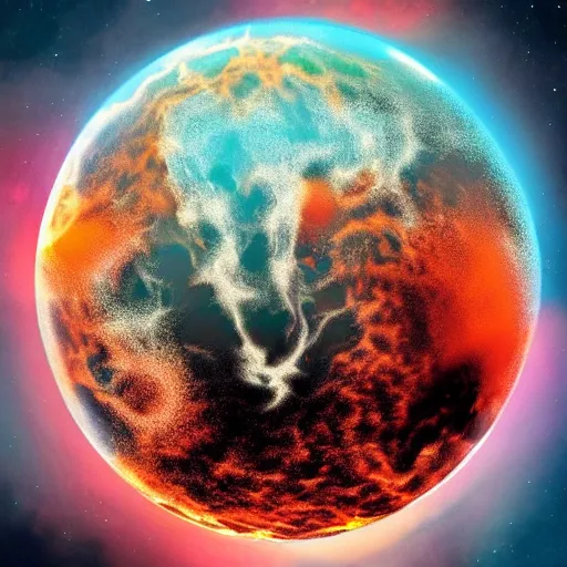 Image similar to rorschach test that looks like the planet earth blowing up.