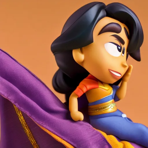 Image similar to side view of a pixar aladdin as nendoroid in touareg's clothes, side view, 8 k hd dof, kodak film,