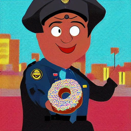 Image similar to “Donut police officer, digital art, 4k, award winning”