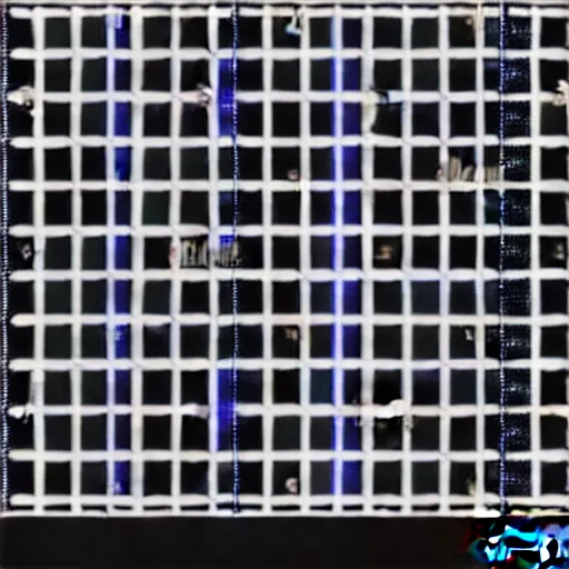 Image similar to rhythmical ornament black blue white squares grid pattern structure perfectly aligned visual techno music