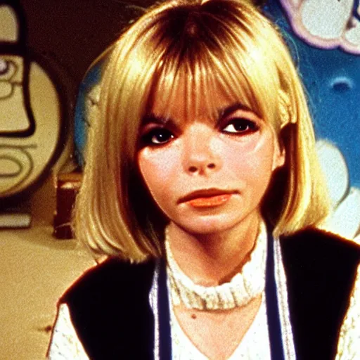 Prompt: still of France Gall in a Studio Ghibli film, very detailed, trending on tumblr, very cute face