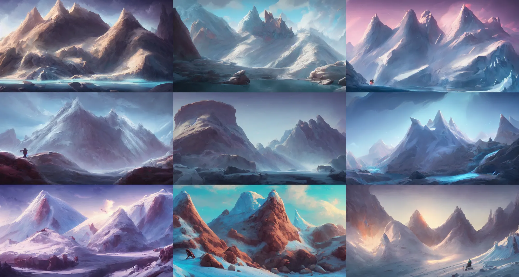 Prompt: Mountain shaped as ice cream, concept art by Noah Bradley, Darek Zabrocki, Tyler edlin, Jordan Grimmer, Neil Blevins, James Paick, Natasha Tan, highly detailed, ultra detailed, ultra realistic, trending on artstation