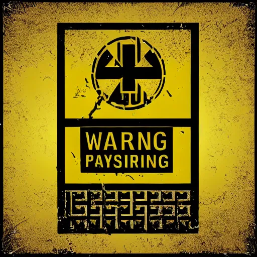 Image similar to warning sign with a vector graphic of paymoneywubby,