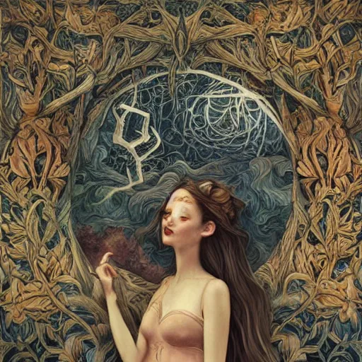 Prompt: artt by astri lohne style matte painting, detailed cosmological worlds filled with allegorical and contemporary imagery, neoplasticism art, hand drawn doodle hand drawn doodle art, art by william morris