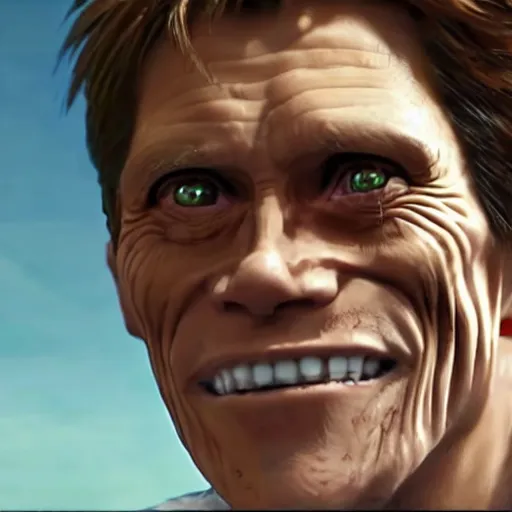 Image similar to willem dafoe as anime protagonist