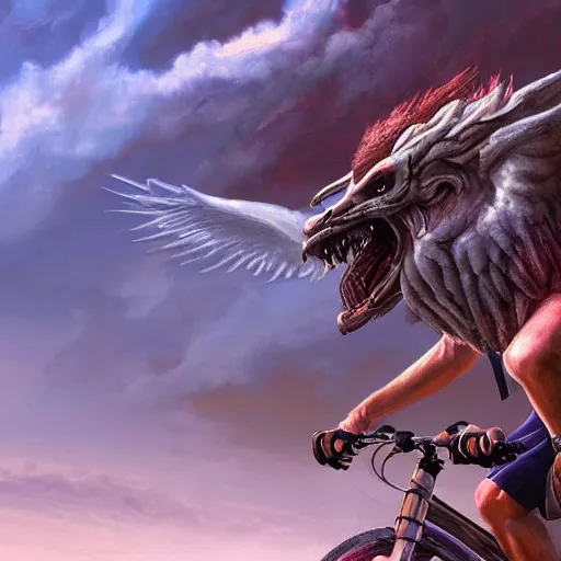 Image similar to giga chad angel riding a bike, unreal engine, digital, artstation, detailed intricate illustration, heavenly atmosphere, digital art, overdetailed art, concept art, complementing colors, trending on artstation, cgstudio, the most beautiful image ever created, dramatic, subtle, details, award winning artwork, beautiful scenery