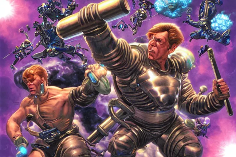 Image similar to hammer's slammers, epic science fiction digital art by mark brooks