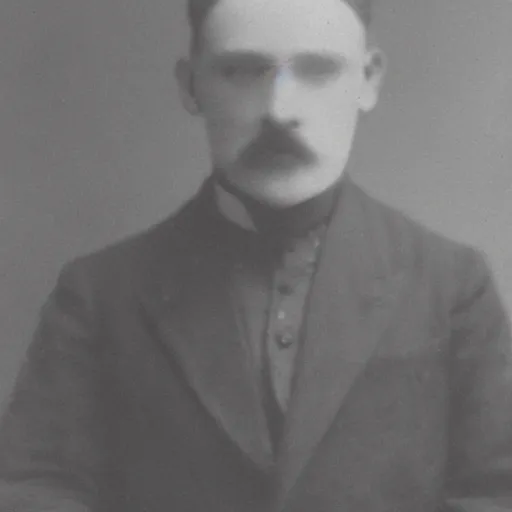 Prompt: photograph of scp - 9 5 7 by edwardian, male, 1 9 0 0 s, 1 9 1 0 s, grainy, slightly blurry, faded, realistic face