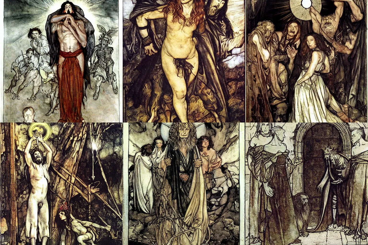 Prompt: surely some revelaton is at hand, surely the second coming is at hand. painting by diego velazquez, arthur rackham and milo manara.