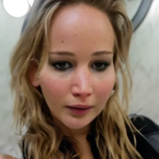 Image similar to Jennifer Lawrence bathroom selfie, 8k selfie photograph