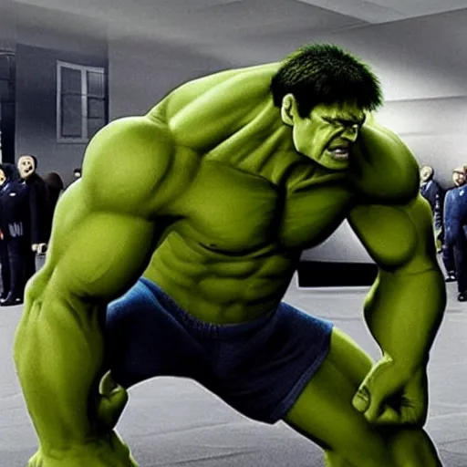 Image similar to Hulk and Putin son