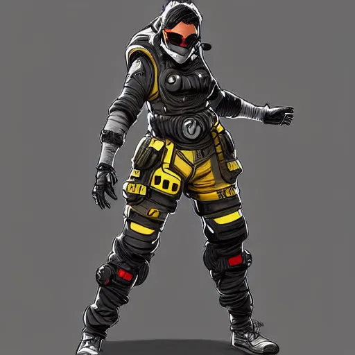 Image similar to caustic from apex legends, digital art, character design, masterpiece