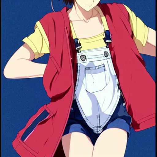 Prompt: a beautiful! boyish! natalie portman alluring gravure! model, wearing hip hop mayan bomber jacket and leotard with native style overalls, bulky poofy bomber jacket with mayan patterns, guilty gear art style, trending on pixiv, painted by makoto shinkai takashi takeuchi studio ghibli, akihiko yoshida