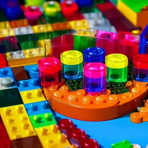 Image similar to Lego jello, photorealistic imagery, 35mm photography, 4k, 8k, illustrated by Marcelo Souza a.k.a. Kumodot, trending on artstation, 4k, 8k, vivid imagery, colorful, lambent lighting.