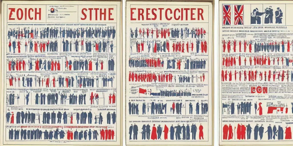 Prompt: british and soviet elections by isotype, organized into 2 charts showing the difference on 2 pages