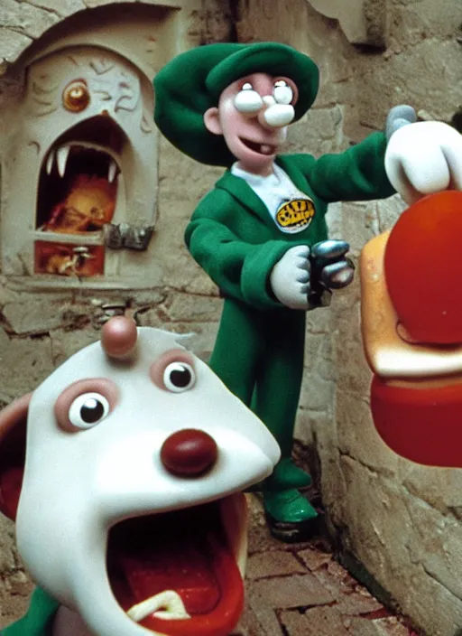 Image similar to Wallace discovers that Gromit is made of cheese