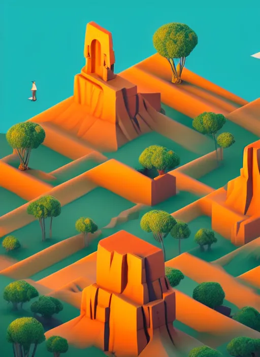 Prompt: a low poly isometric render of madagascar in the style of monument valley, intricate, elegant, smooth shading, soft lighting, illustration, simple, solid shapes, by magali villeneuve, jeremy lipkin and michael garmash, rob rey and kentaro miura style, octane render