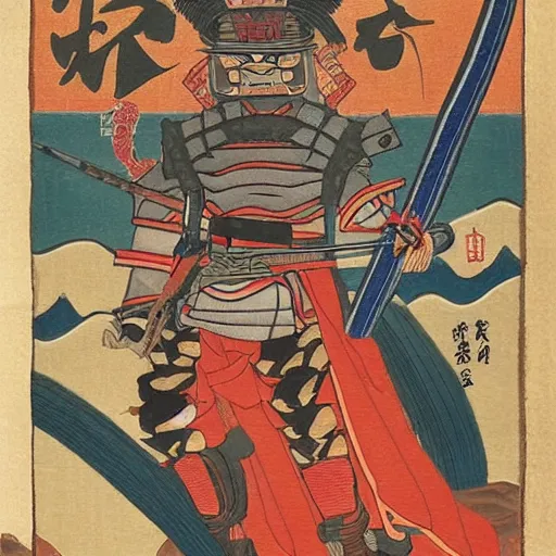 Prompt: a warrior with a samurai mask on depicted in every japanese art style n- 4