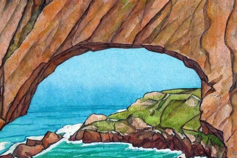 Image similar to seaside cliffs in the style of art nouveau