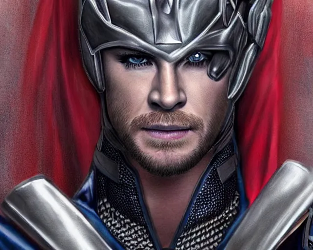 Image similar to chris hemsworth as a thor drag queen, digital art, amazing detail