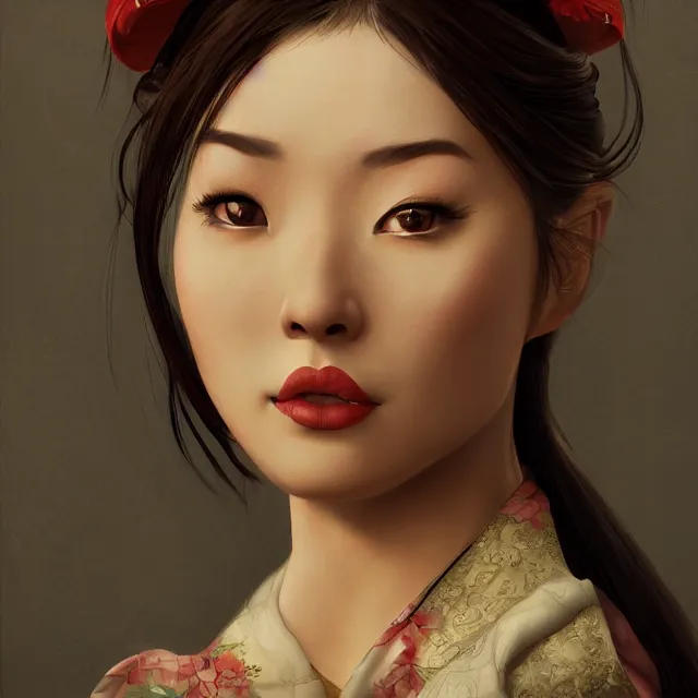 Prompt: beautiful women with oriental faces, character portrait, sharp, digital matte painting, by asher brown durand, trending on artstation