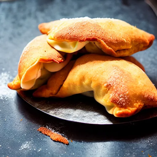 Image similar to a cake made of panzerotti, food photography