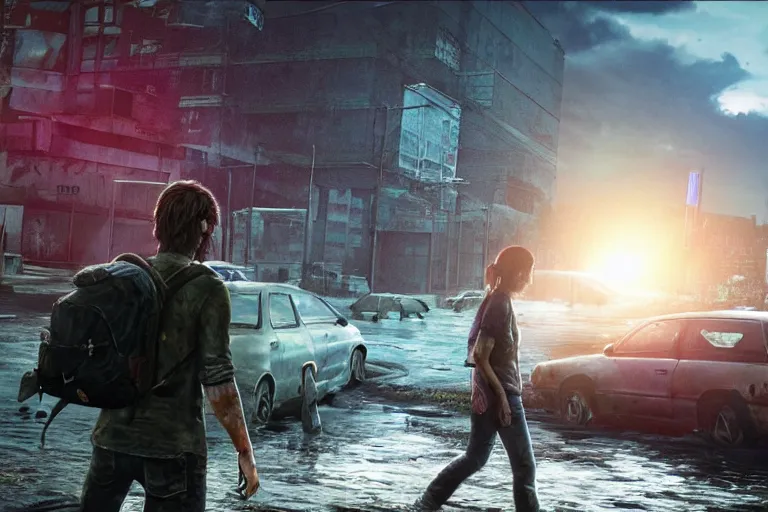 Prompt: the last of us part ii in the visual style of neon genesis evangelion