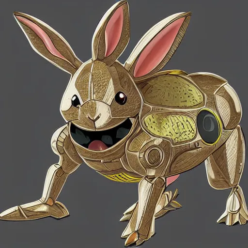 Prompt: rabbit robot, digital art, pokemon card, pokemon card, product - view, 2 - dimensional, 2 d, 4 k, insanely detailed and intricate, hypermaximalist, elegant, ornate, hyper realistic, super detailed