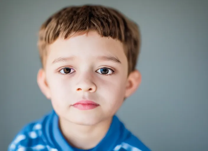 Prompt: portrait of a little boy, side lighting XF IQ4, f/1.4, ISO 200, 1/160s, 8K, RAW, unedited, symmetrical balance, in-frame