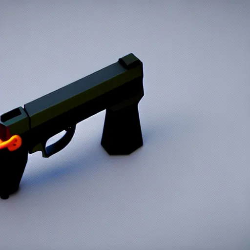 Prompt: isometric 3 d gun, low poly, soft render, handpaint texture, blender, 3 dcoat