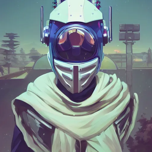 Prompt: robot ninja helmet mask fantasy art apex fortnite video game icon, 2 d game art gta 5 cover, official fanart behance hd artstation by jesper ejsing, by rhads, makoto shinkai and lois van baarle, ilya kuvshinov, rossdraws