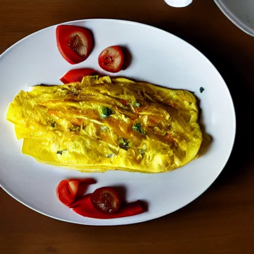 Image similar to Donald Trump on an omelette, food photography