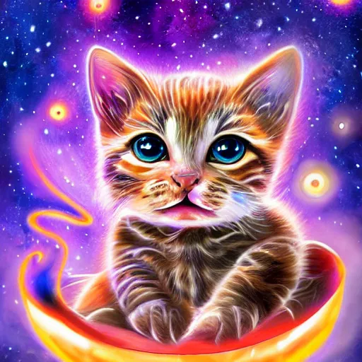 Prompt: a cute galactic kitten, hyper detailed, digital art